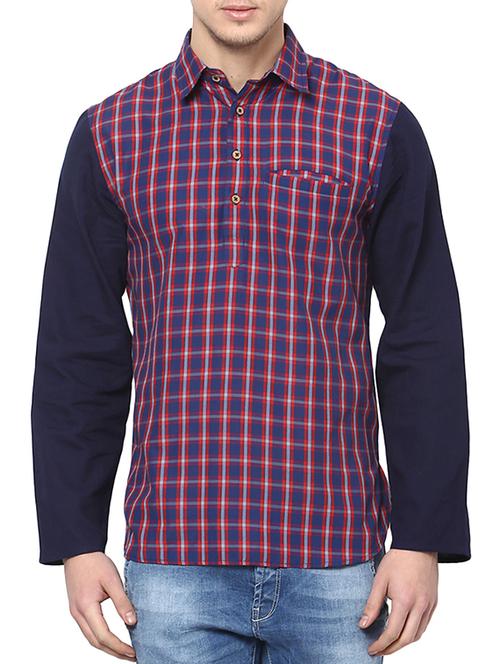 blue cotton casual shirt - 10469554 - Very Small Image - 1