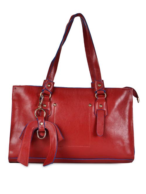 red plain solid leatherette handbag - 1047353 - Very Small Image - 1