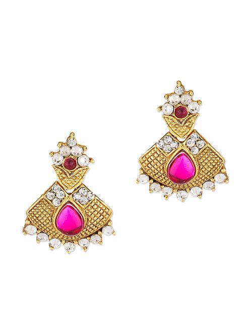 gold brass, stones earring - 10476013 - Very Small Image - 1