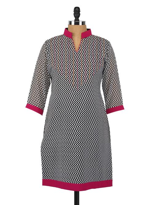 chevron print georgette kurta - 1047671 - Very Small Image - 1