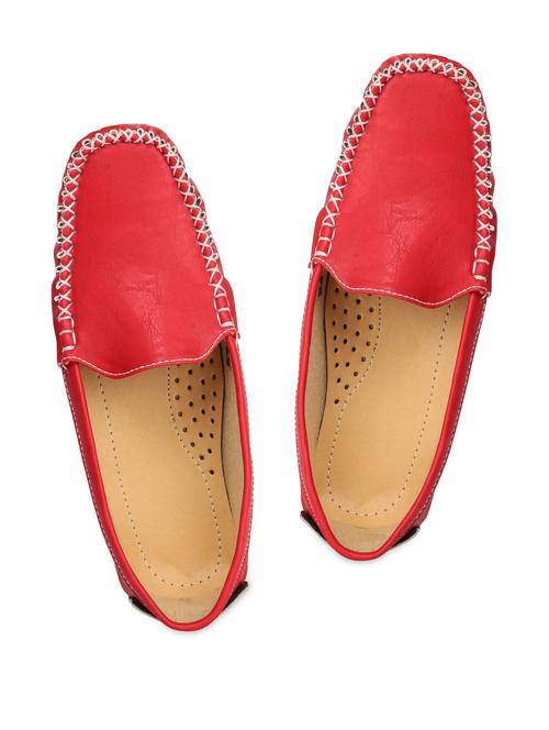 red thread detailed leatherette loafers - 1048045 - Very Small Image - 1