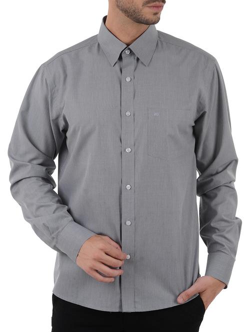 grey cotton blend formal shirt - 10480757 - Very Small Image - 1