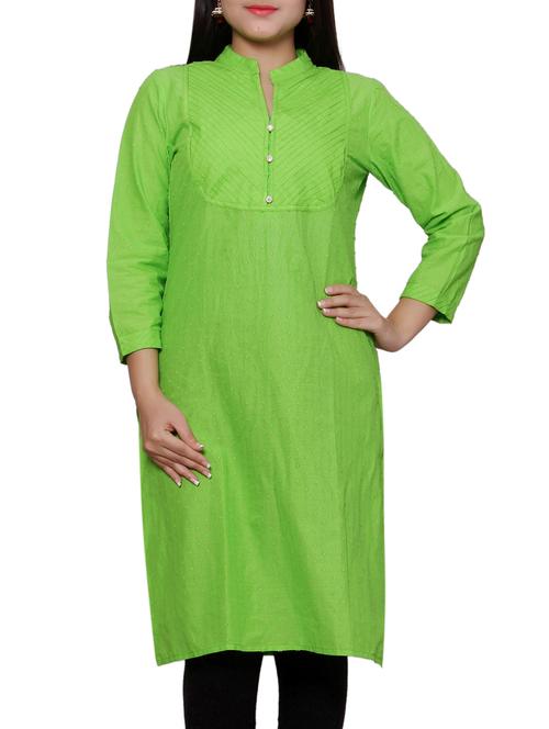 green cotton kurta - 10481976 - Very Small Image - 1