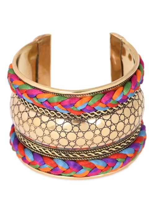 elegant golden thread braided adjustable cuff - 1048202 - Very Small Image - 1
