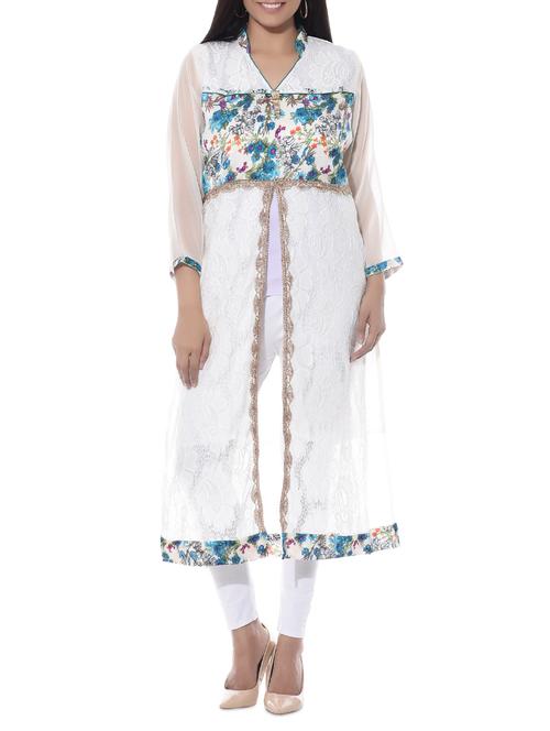 white chiffon kurti - 10490755 - Very Small Image - 1