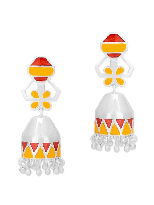 vijayshree sovani silver enamelled jhumkas - 10493022 - Very Small Image - 1