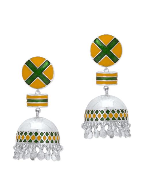 vijayshree sovani silver enamelled jhumkas - 10493025 - Very Small Image - 1