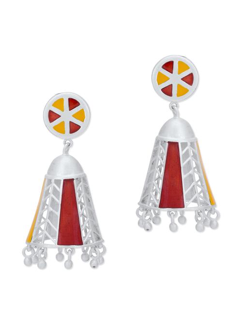 vijayshree sovani silver enamelled conical jhumkas - 10493036 - Very Small Image - 1