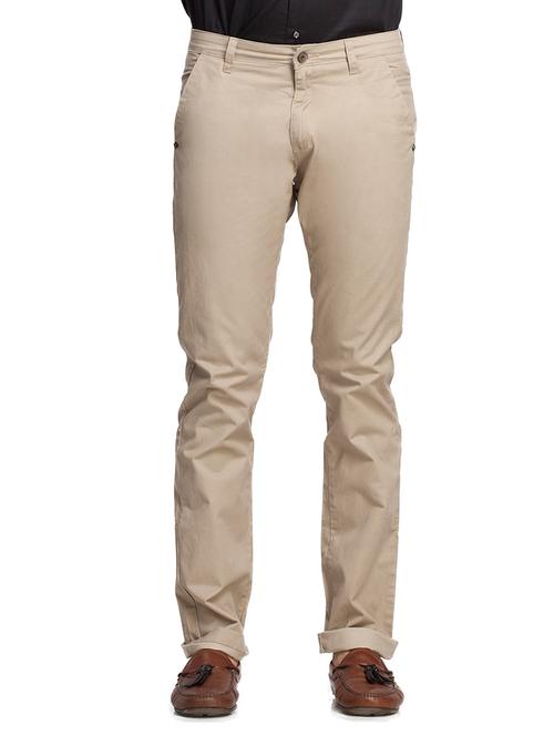beige cotton casual trousers - 10493778 - Very Small Image - 1