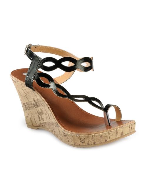 black leatherette wedge - 10494893 - Very Small Image - 1