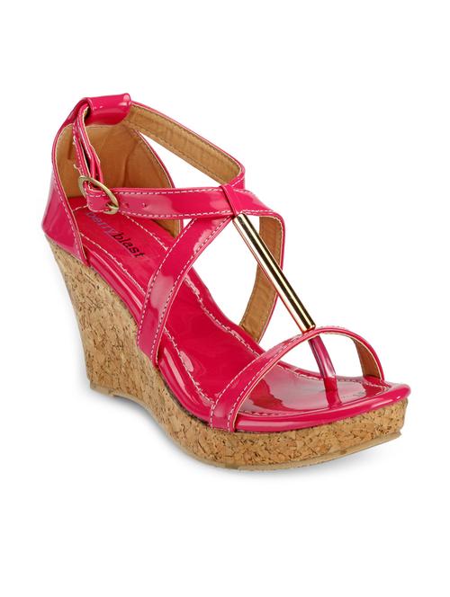 pink leatherette wedges - 10494922 - Very Small Image - 1