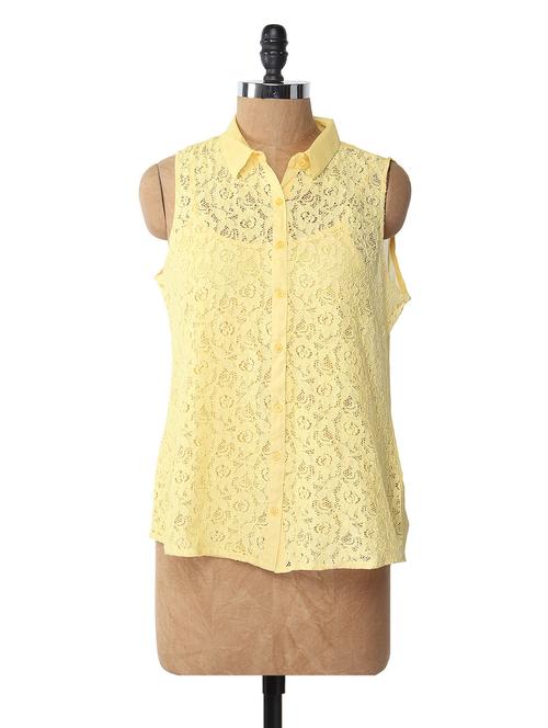 yellow sleeveless lace top - 1049611 - Very Small Image - 1