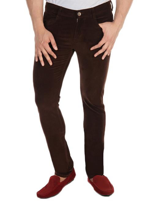 coffe cotton casual trousers - 10496948 - Very Small Image - 1