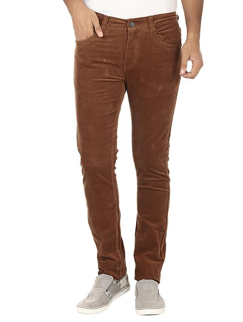 dark khaki cotton casual trousers - 10497034 - Very Small Image - 1