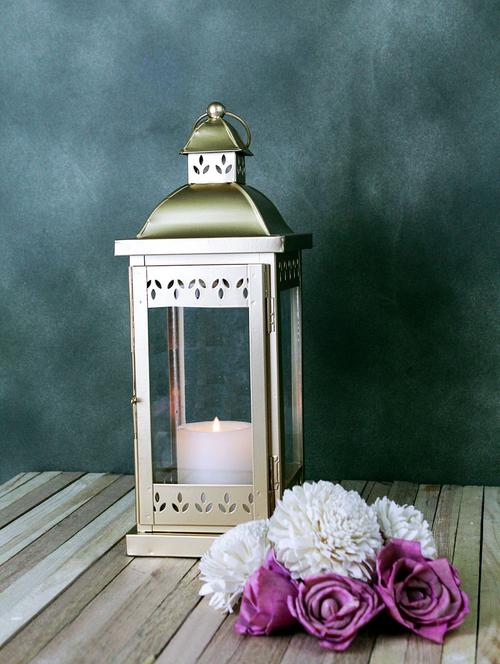 hosley gold decorative lantern with free pillar candle - 10501903 - Very Small Image - 1