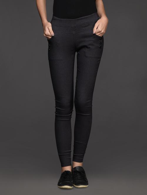 plain cotton blend jeggings - 1050666 - Very Small Image - 1