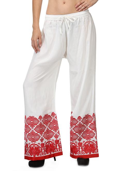 off white rayon palazzos - 10507356 - Very Small Image - 1