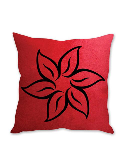 flower printed red velvet cusion cover - 10509275 - Very Small Image - 1