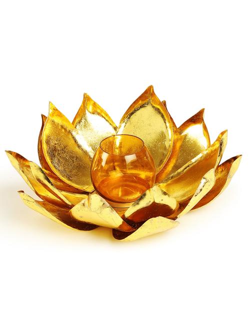 large lotus candle holder with glass - 10511855 - Very Small Image - 1