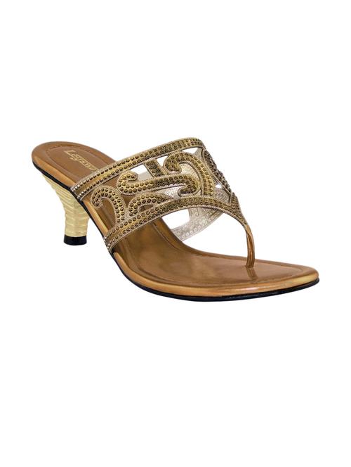 legsway antic gold synthetic heeled slip-on - 10511987 - Very Small Image - 1