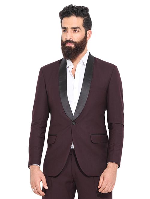 wine cotton rayon formal blazer - 10513701 - Very Small Image - 1