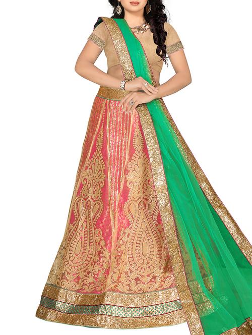pink net lehenga - 10516457 - Very Small Image - 1