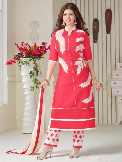 pink chanderi unstitched suit - 10516462 - Very Small Image - 1