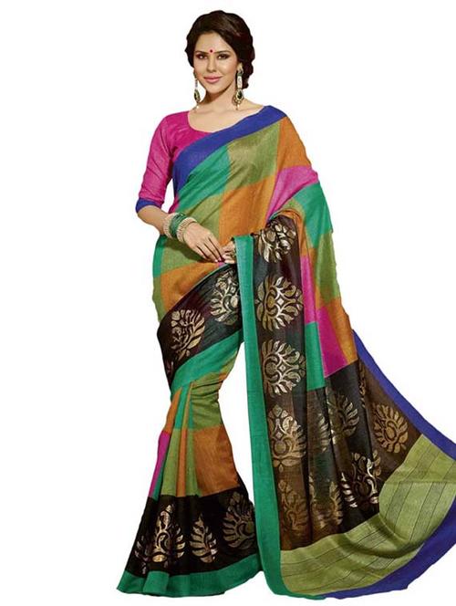 multi colored silk saree - 10516615 - Very Small Image - 1