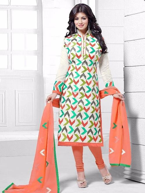 multicolored chanderi unstitched suit - 10516696 - Very Small Image - 1