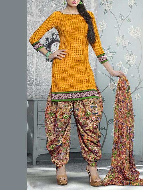 yellow chanderi unstitched suit - 10516762 - Very Small Image - 1