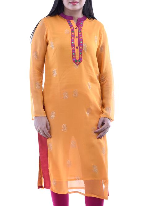 yellow cotton kurta - 10518971 - Very Small Image - 1