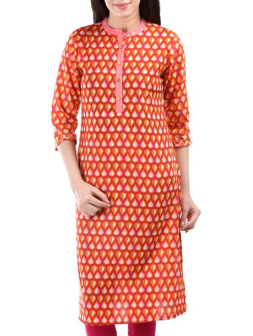 orange cotton kurta - 10518979 - Very Small Image - 1