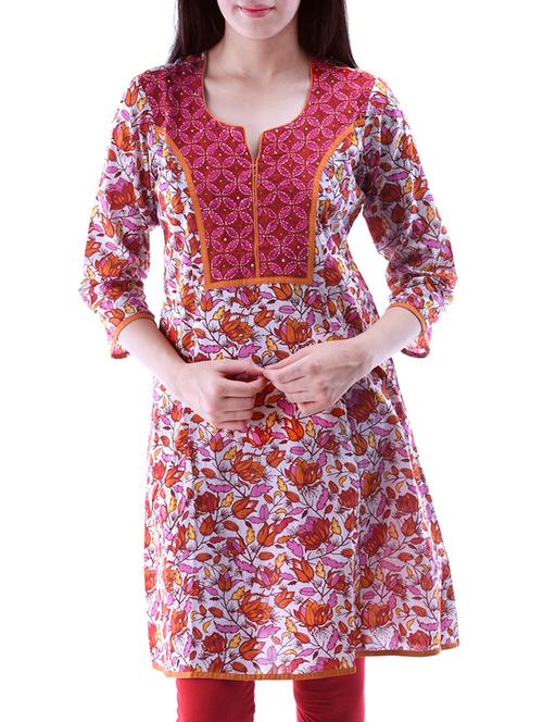 white multy cotton kurta - 10519036 - Very Small Image - 1