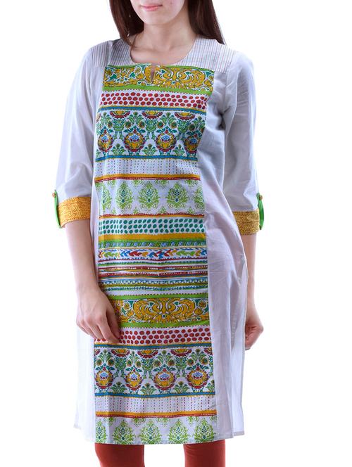 green cotton kurta - 10519055 - Very Small Image - 1