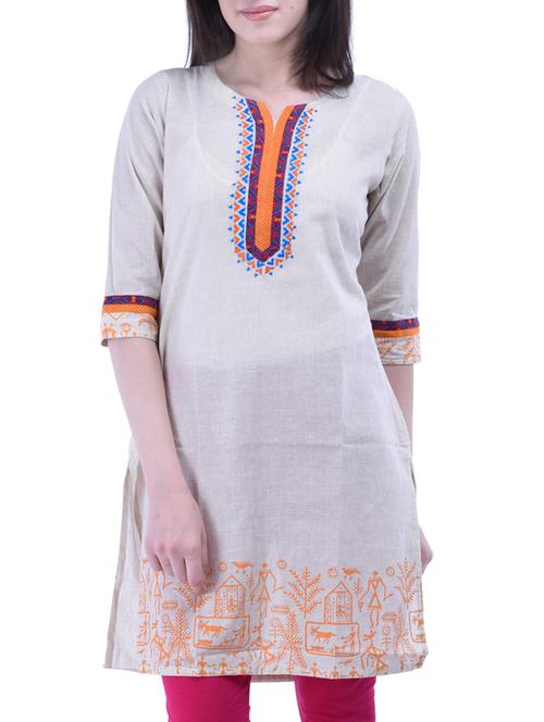 white cotton kurta - 10519064 - Very Small Image - 1
