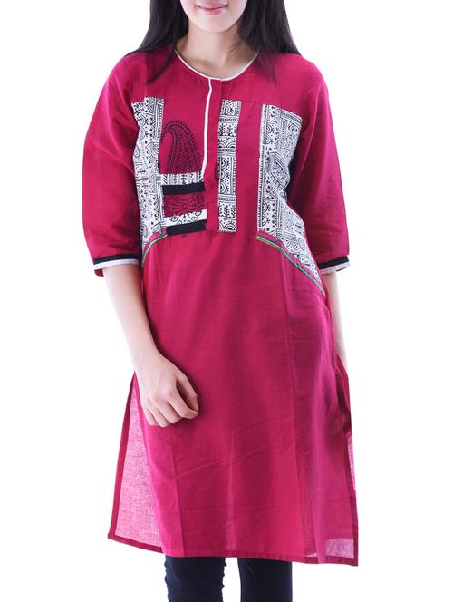 pink cotton kurta - 10519082 - Very Small Image - 1