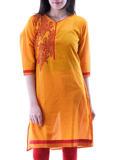 yellow cotton kurta - 10519086 - Very Small Image - 1