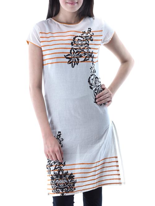 white cotton kurta - 10519108 - Very Small Image - 1