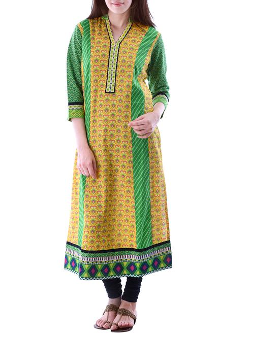 yellow cotton kurta - 10519121 - Very Small Image - 1