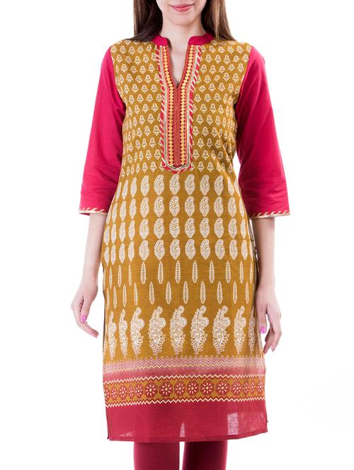yellow cotton kurta - 10519149 - Very Small Image - 1