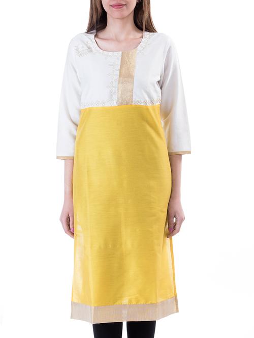 yellow cotton kurta - 10519188 - Very Small Image - 1