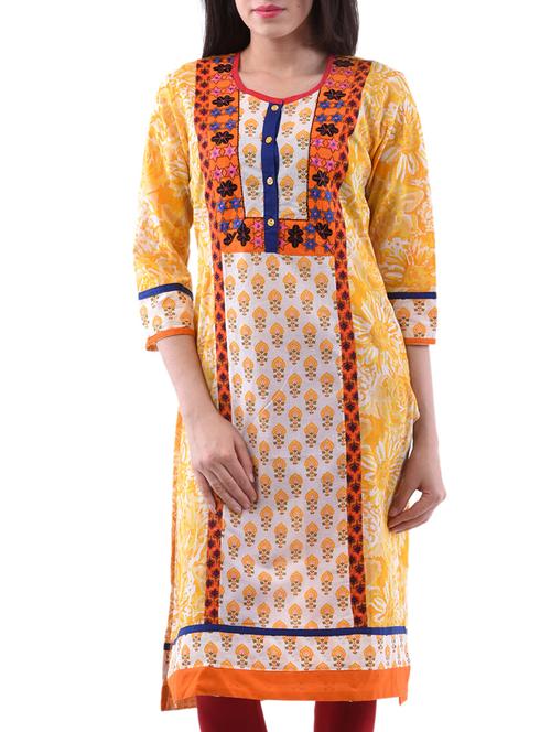 yellow cotton kurta - 10519194 - Very Small Image - 1