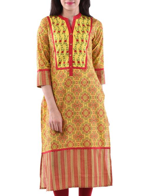 yellow cotton kurta - 10519202 - Very Small Image - 1