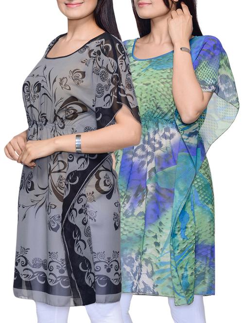 multi colored polyester kaftan - 10520120 - Very Small Image - 1