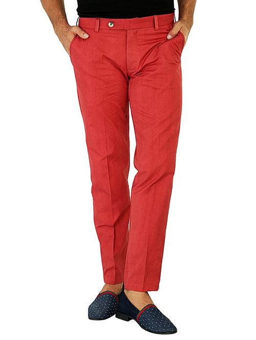 red cotton casual trousers - 10520601 - Very Small Image - 1