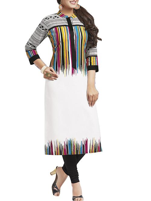 white cotton unstitched suit - 10521640 - Very Small Image - 1