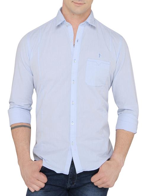 blue cotton casual shirt - 10522437 - Very Small Image - 1