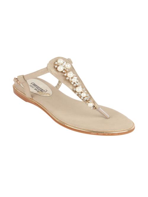 gold leatherette back strap sandals - 10524607 - Very Small Image - 1