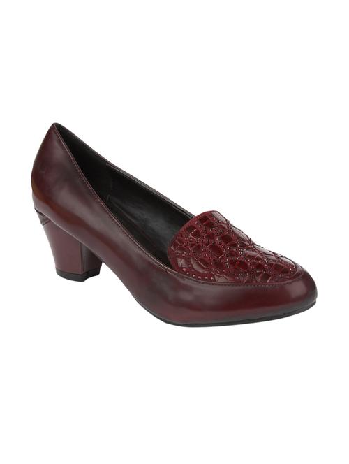 marron leatherette slip on pumps - 10524636 - Very Small Image - 1