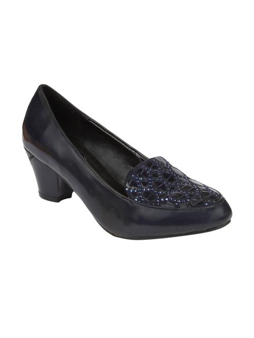 navy leatherette slip on pumps - 10524637 - Very Small Image - 1